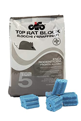 CIFO Veleno per Topi e Ratti, Esca Ratticida e Topicida in Blocchi Potente e Appetibile, Aroma Zuccherina per Interno, Esterno e Casa, con Amaricante per Bambini e Animali Domestici.