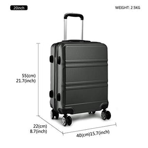 Kono Leggero bagaglio a mano ABS 4 Ruote Valigia Rigida 55x40x22 cm Grigio