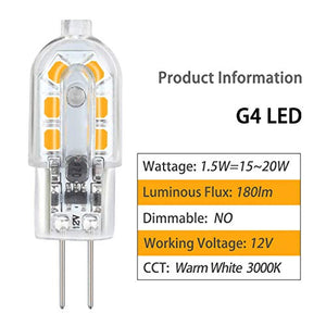 DiCUNO lampadina 10-Pack G4 1.5W LED, 180LM, AC/DC 12V lampadine Bianco Caldo - Ilgrandebazar