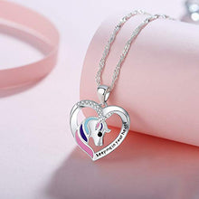 Carica l&#39;immagine nel visualizzatore di Gallery, Collana di Unicorno Ragazze Cuore Gioielli d&#39;Argento ‘Keep Me in Your Heart’... - Ilgrandebazar