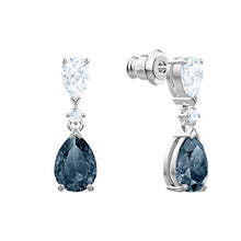 Carica l&#39;immagine nel visualizzatore di Gallery, Swarovski Orecchini A Buco Vintage, Cristallo Blu, Rodiato, da Donna - Ilgrandebazar