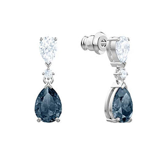 Swarovski Orecchini A Buco Vintage, Cristallo Blu, Rodiato, da Donna - Ilgrandebazar