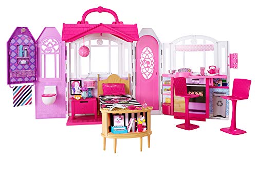 Barbie- Casa Vacanze Glam, Richiudibile, con Cucina, Camera da Letto, Bagno... - Ilgrandebazar