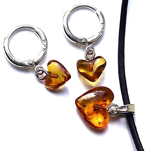 Orecchini a cerchio in argento sterling 925 con collana girocollo di cuori...