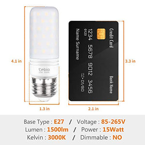 Tebio LED Argento Mais lampadine E27 15W medio Edison Screw E27, 3000 Kelvin