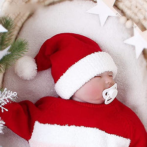 KONVINIT Cappello Babbo Natale Bambino Cappello Rosso Natale Bambina ragazzino cappello natale maglia cappello babbo natale bebe
