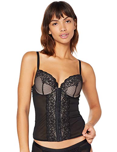 Marchio Amazon - Iris & Lilly Corsetto in Pizzo Donna 50, Nero (Scooter) - Ilgrandebazar