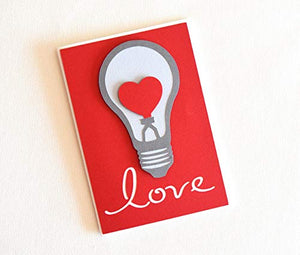 Love - lampadina- cuore - biglietto d'auguri (formato 15 x 10,5 cm) - vuoto... - Ilgrandebazar