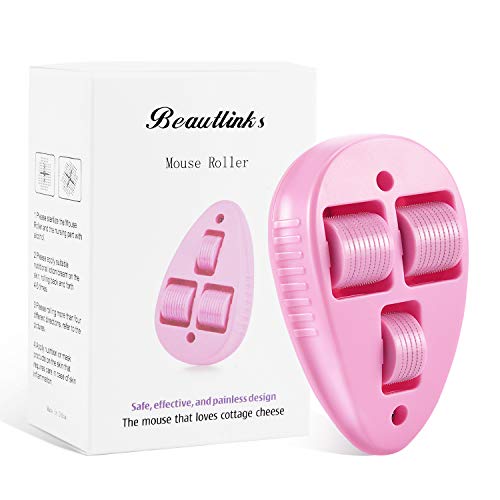 Beautlinks Derma Roller, Rullo mouse di Bellezza con Micro Aghi Rosa - 0,3mm - Ilgrandebazar
