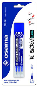 Osama Refill Compatibile con penne Frixion ball, 3 pezzi, blu Blu - Ilgrandebazar