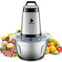 Carica l'immagine nel visualizzatore di Gallery, Nestling® 600W Robot da Cucina,Tritatutto Elettrico da 2 litri,Tritatutto per Verdure con 4 Lame Affilate per Carne, Verdure,Cipolle e Frutta [Classe di efficienza energetica A+++]