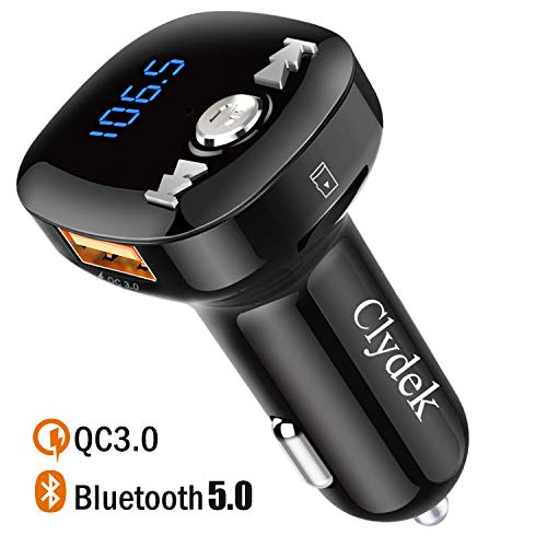 Trasmettitore FM Bluetooth, Clydek V5.0 Bluetooth Adattatore per Autoradio...