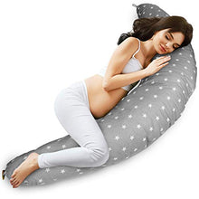 Carica l'immagine nel visualizzatore di Gallery, Cuscino Gravidanza per dormire Cuscini A Grigio Con Stelle Bianche - Cotone