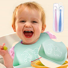 Carica l&#39;immagine nel visualizzatore di Gallery, Tomkity Bavaglini Impermeabile in Silicone 3pz In con Cucchiaino