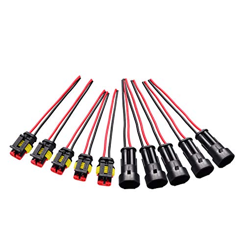 moinkerin 5 Pezzi Connettori Elettrici Impermeabili per Auto a 2 Pin Spina...