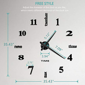 Yolistar Moderno Orologio da Parete Fai Te, 3D Adesivo Nero - Ilgrandebazar