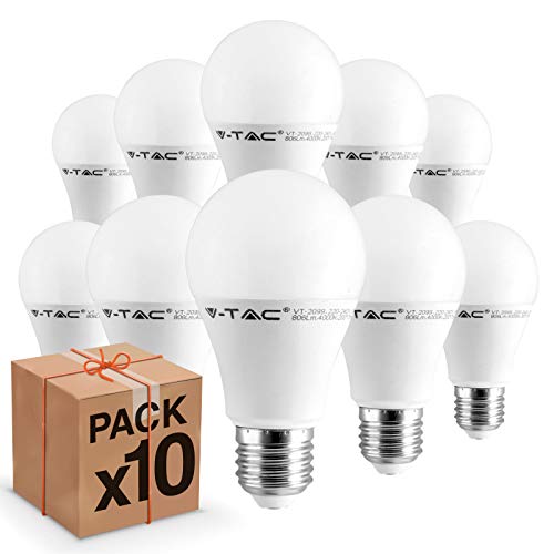 10 x Lampadine LED V-Tac E27 9W Bulbo A60-806 lumen - Bianco Naturale - Ilgrandebazar