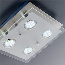 Carica l&#39;immagine nel visualizzatore di Gallery, Plafoniera LED da soffitto, include 4 lampadine GU10 Rettangolare, Nickel