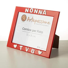 Carica l&#39;immagine nel visualizzatore di Gallery, Cornici Rossa per foto in legno con la scritta Nonna TVB e decorata con... - Ilgrandebazar