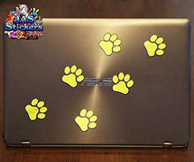 Carica l&#39;immagine nel visualizzatore di Gallery, Stampe della zampa giallo cani gatti animali piccoli pacchi Adesivi per auto...
