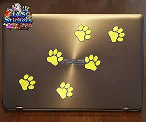 Stampe della zampa giallo cani gatti animali piccoli pacchi Adesivi per auto...
