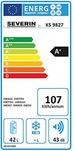 Severin KS 9827 Frigorifero e Congelatore, 70 W, 42 L (36 + 6), 43 Bianco - Ilgrandebazar