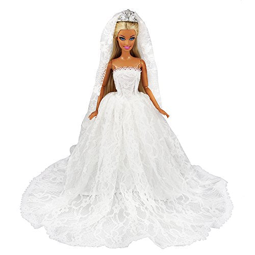 Miunana Abito Da Sposa Con Velo E Corona Senza Vestito Bianco + + - Ilgrandebazar