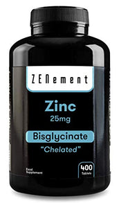 Zinco 25 mg (Bisglicinato), 400 Compresse | Antiossidante, mantiene forte il...