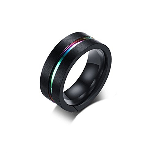 Daesar Anello in Acciaio Inox per Uomo Argento Anelli 8MM Nero - Ilgrandebazar