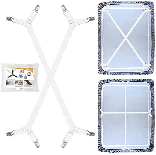 Felly Clip Lenzuola 4 Pezzi Bretelle Regolabili Tipo Lungo-bianco