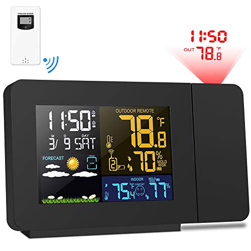 Kalawen Justech  Orologio Proiezione Soffitto Temperatura Esterna Interna con Sensore...