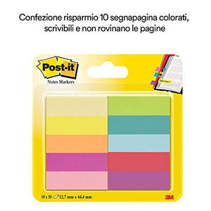 Post-it Segnapagina in Carta, 10 Colori Assortiti, 12.7 x 44 mm, 10