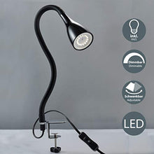 Carica l&#39;immagine nel visualizzatore di Gallery, Lampada LED da tavolo con morsetto dimmerabile su 3 livelli, include Nero