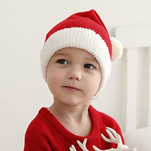 Carica l&#39;immagine nel visualizzatore di Gallery, KONVINIT Cappello Babbo Natale Bambino Cappello Rosso Natale Bambina ragazzino cappello natale maglia cappello babbo natale bebe