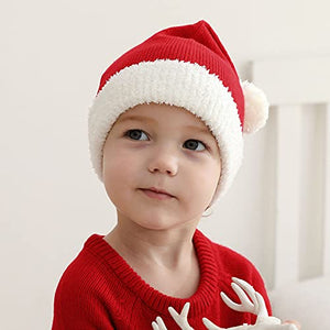 KONVINIT Cappello Babbo Natale Bambino Cappello Rosso Natale Bambina ragazzino cappello natale maglia cappello babbo natale bebe