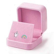Carica l&#39;immagine nel visualizzatore di Gallery, Orecchini a forma di unicorno arcobaleno orecchino argento chiaro rosa...