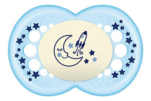 MAM - Set di 2 succhietti che si illuminano al buio, con custodia Blu (Blue) - Ilgrandebazar