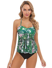 Carica l&#39;immagine nel visualizzatore di Gallery, Abollria Costume da Bagno a Due Pezzi Sexy Donna XXL, Bianco/Foglia/Tipo 3