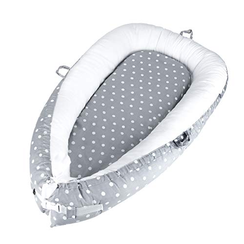 Luchild Baby Nest Riduttore Per Letto Culla Sacco Nanna Punto tondo grigio - Ilgrandebazar