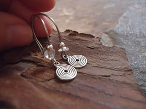 SPIRALE circolare e cristallo naturale - orecchini - Ilgrandebazar