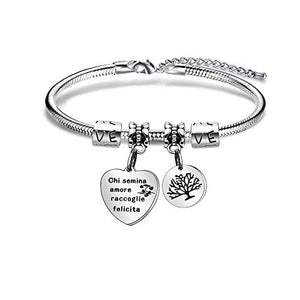 Angelra Bracciale da Donna con Ciondolo In Acciaio,"Chi Semina Amore... - Ilgrandebazar