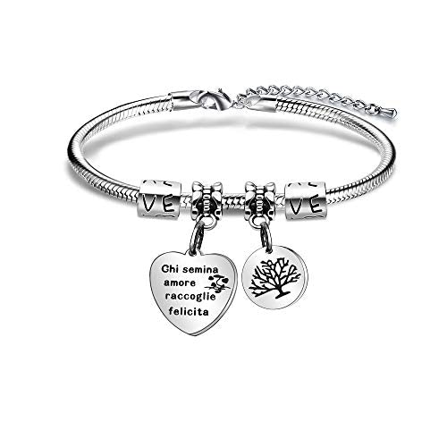 Angelra Bracciale da Donna con Ciondolo In Acciaio,