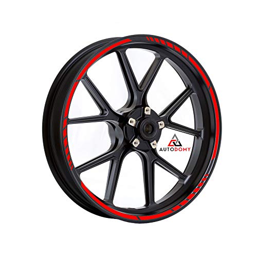 Autodomy Confezione Adesivi Set Completo di Cerchi Strisce per Moto Rosso