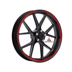 Autodomy Confezione Adesivi Set Completo di Cerchi Strisce per Moto Rosso