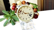 Carica l&#39;immagine nel visualizzatore di Gallery, Orologio da polso bracciale elastico con perle legno marrone beige bordeaux... - Ilgrandebazar