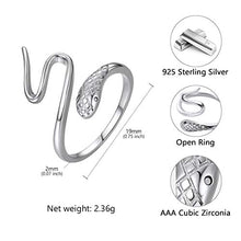 Carica l&#39;immagine nel visualizzatore di Gallery, SILVERCUTE Donna Anello Aperto/Orecchini Fascia Gatto/Corna di Serpente