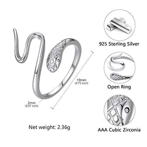 SILVERCUTE Donna Anello Aperto/Orecchini Fascia Gatto/Corna di Serpente
