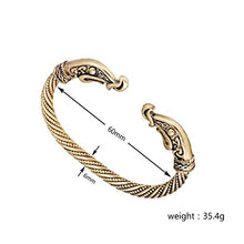Carica l&#39;immagine nel visualizzatore di Gallery, Bracciale rigido in stile scandinavo antico, ritorto con teste di drago,... - Ilgrandebazar