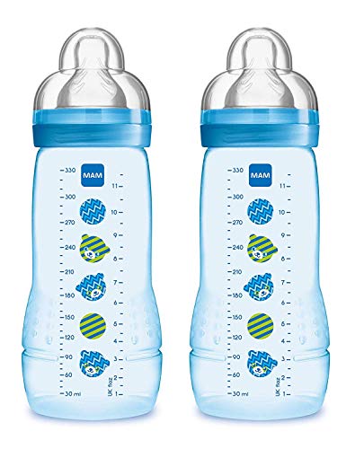 MAM 99950501 Easy Active Biberon da 330 ml, Confezione Doppia, età 4+ Blu - Ilgrandebazar