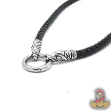 Carica l&#39;immagine nel visualizzatore di Gallery, BaviPower - Collana in pelle intrecciata con ciondolo a forma di testa di... - Ilgrandebazar